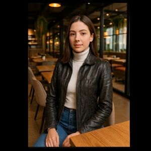 EUC Nine West leather BLACK jacket Size Small▪